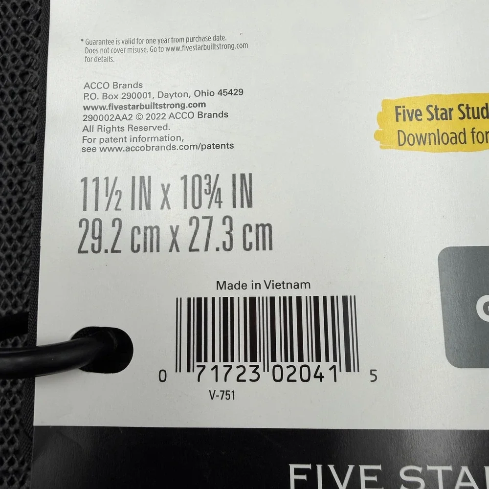 Five Star Refillable Graph Ruled Notebook Black & Pen+Gear Filler Paper Bundle